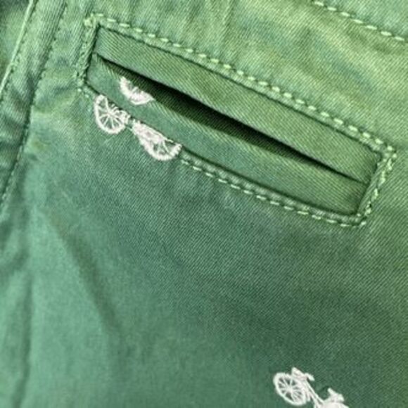 TALBOTS 10P Green Bicycle Embroidered Bermuda Shorts Cotton Stretch Petites - Picture 9 of 16